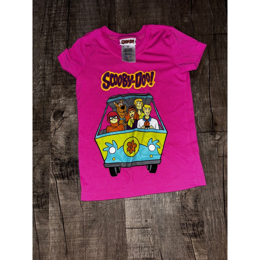Scooby-Doo Mystery Machine Pink Graphic Tee Kids Size 4/5 Pjammy Short Sleeve